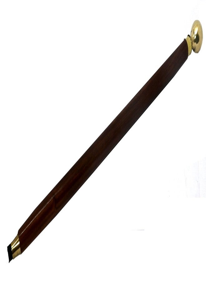 Ages Behind Dog Training Stick, 63 cm Wooden Walking Cane, Brass Ball Handle, Brown - Image 2